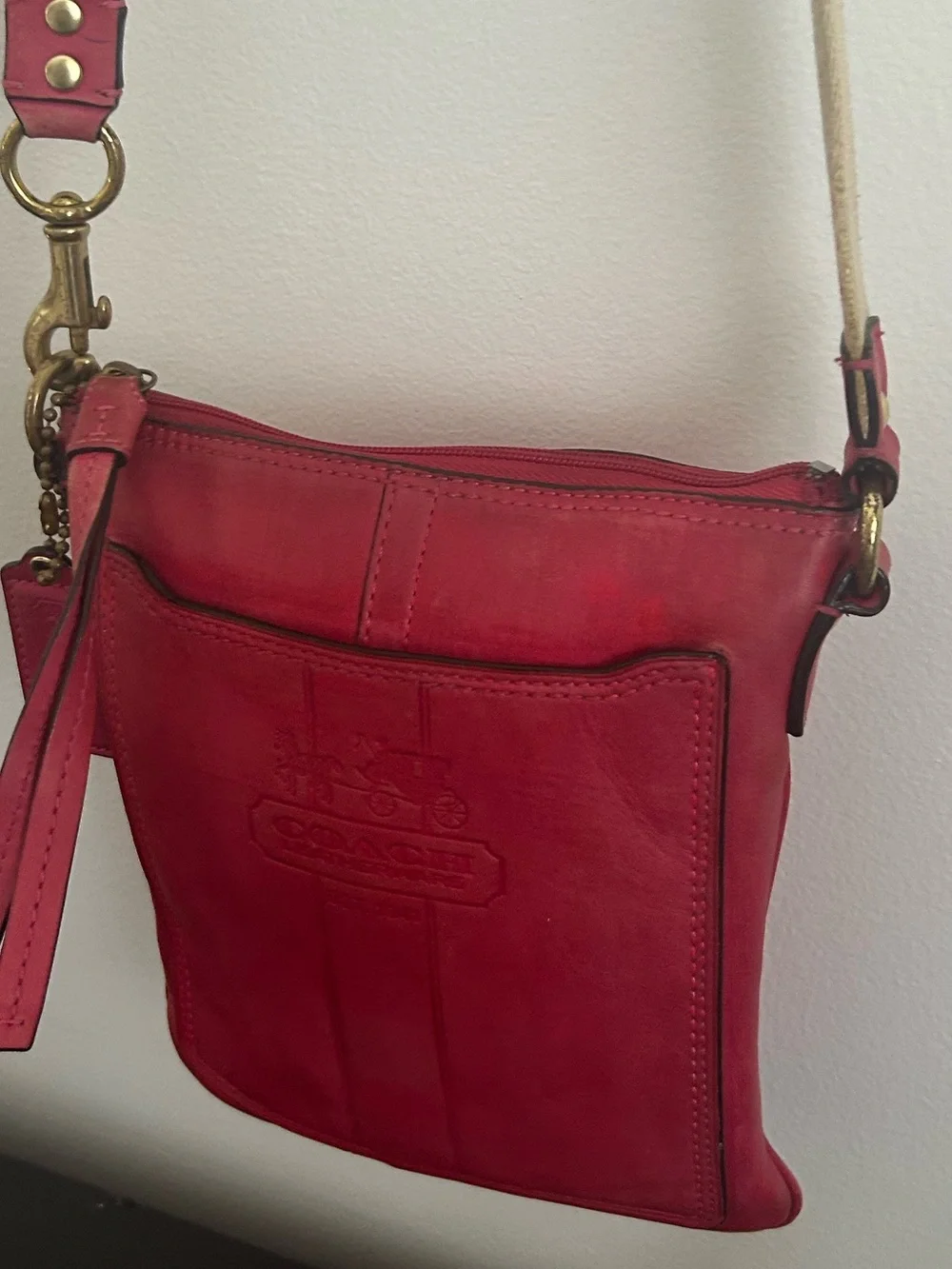 Coach Legacy Pink Leather Crossbody Bag Vintage Adjustable Strap gloved leather - Picture 12 of 14
